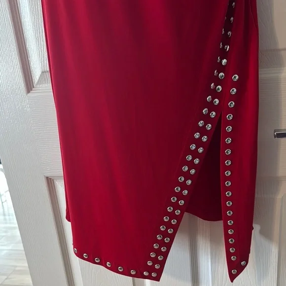 MICHAEL Michael Kors Red Sheath Dress w/Slit for Christmas or Valentines - Picture 4 of 7